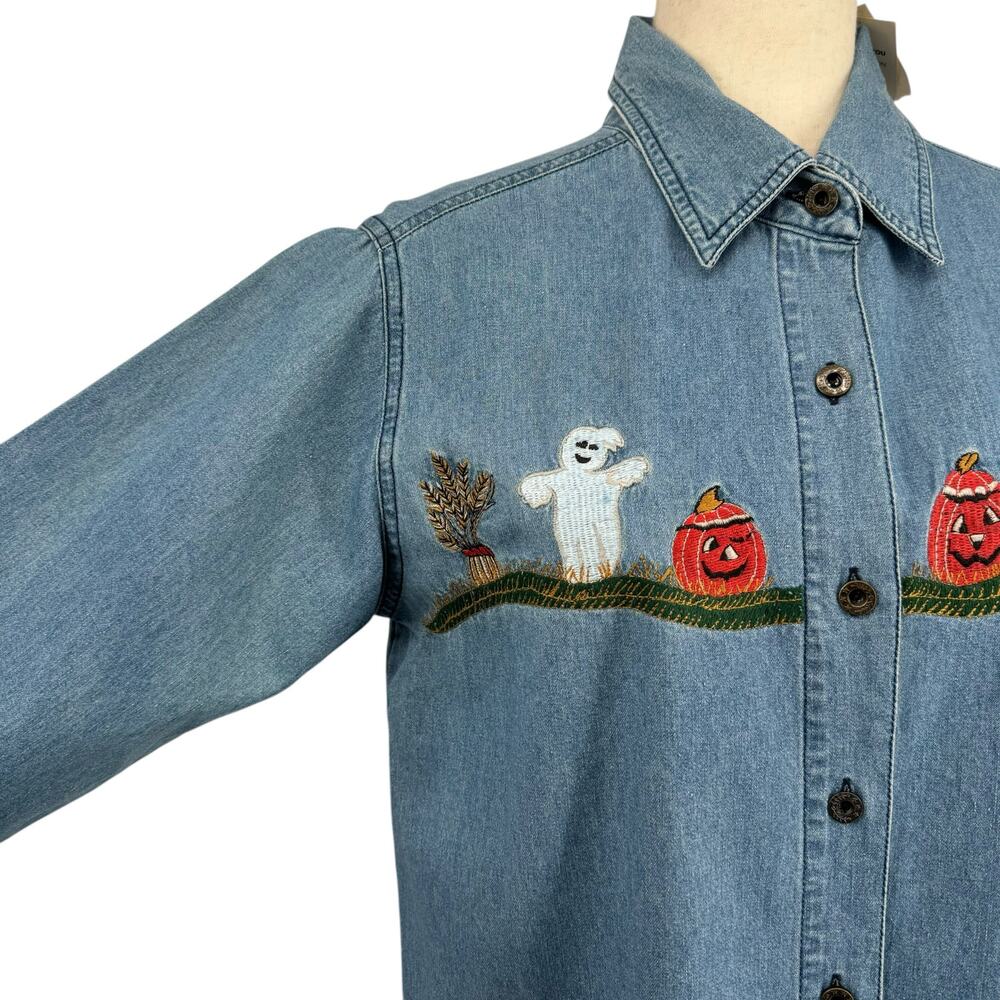 Vintage Basic Editions Halloween Embroidered Deni… - image 6